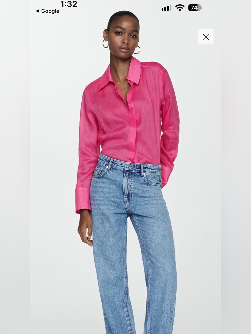 Mango Ramie Shirt with Hidden Buttons. NWT. Size Small